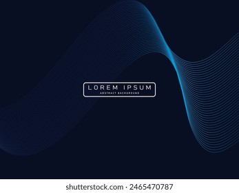 Dunkler abstrakter Hintergrund mit leuchtenden Wellen. Glänzendes einzigartiges Musterlinien-Designelement. Moderne blaue Gradienten fließende Wellenlinien. Futuristisches Technologiekonzept. Vektorillustration.