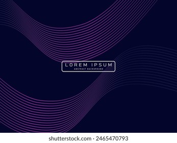 Fondo abstracto oscuro con ondas brillantes. Elemento de diseño de línea de patrón único brillante. Modernas líneas de onda fluidas de gradiente azul. Concepto de tecnología futurista. Ilustración vectorial.