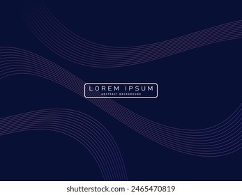 Dark abstract background with shining waves. Shiny unique pattern line design element. Modern blue gradient flowing wave lines. Futuristic technology concept. Vector illustration.