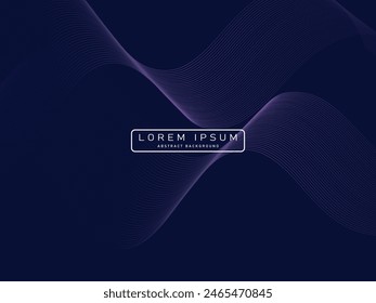 Dark abstract background with shining waves. Shiny unique pattern line design element. Modern blue gradient flowing wave lines. Futuristic technology concept. Vector illustration.