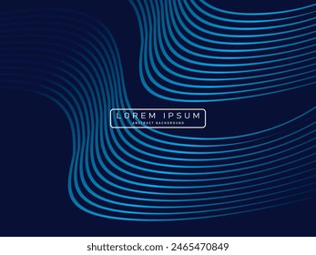 Dark abstract background with shining waves. Shiny unique pattern line design element. Modern blue gradient flowing wave lines. Futuristic technology concept. Vector illustration.