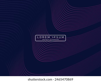 Dark abstract background with shining waves. Shiny unique pattern line design element. Modern blue gradient flowing wave lines. Futuristic technology concept. Vector illustration.