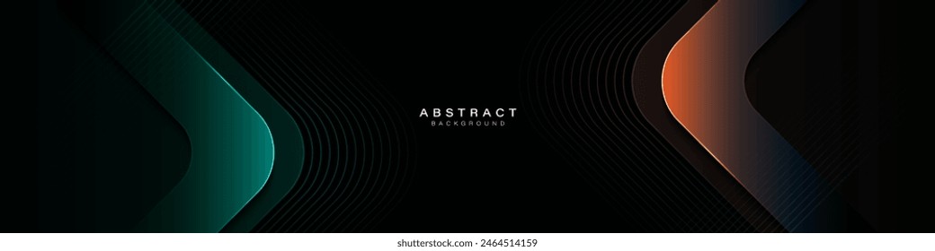 Fondo abstracto oscuro con cuadrado redondeado brillante y líneas brillantes. Elemento de diseño de forma geométrica de degradado moderno. Concepto de tecnología futurista. Ilustración vectorial