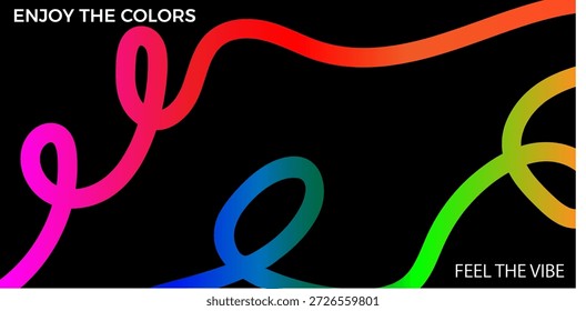 Fundo abstrato escuro com linhas fluidas coloridas suaves