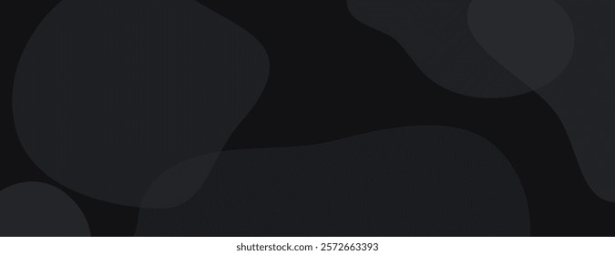 Dark abstract background with smooth, flowing shapes. Black background with black color, creating a subtle, modern texture. Digital background vector. Black background.