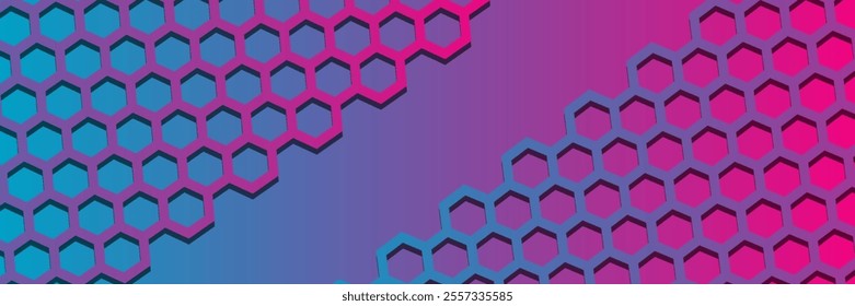 Dark abstract background with surface of hexagon. Technology banner and business template. Shape and pattern of hex.