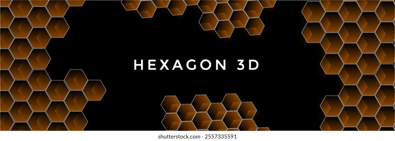 Dark abstract background with surface of hexagon. Technology banner and business template. Shape and pattern of hex.