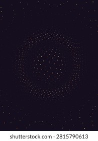 Dark abstract background with a swirling vortex of small golden diamonds, creating an intriguing optical illusion and profound depth.