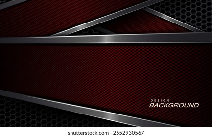 Dark abstract background with textural mesh frames with shiny metallic edging.