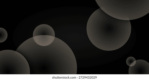 Dark Abstract Background With Transparent Floating Circles And Soft Bokeh Light