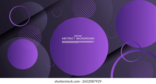 Fundo abstrato escuro. Design de padrão de círculo roxo moderno com formas sobrepostas. Vetor eps10
