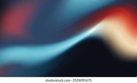 Dark abstract background with vibrant red and blue gradient waves creating a dynamic flowing effect with light line textures.
