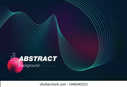 Dark abstract background, wavy lines. Designer stylish poster, cover, fond