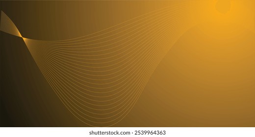 Fundo abstrato escuro com linhas onduladas. Elemento de design de linhas móveis brilhantes. Moderno gradiente fluindo linhas de onda. Conceito de tecnologia futurista. Ilustração vetorial