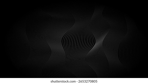 Dark Abstract background with wavy lines 3d Grid illustration