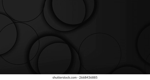 Dark Abstract Black Background with Overlapping Circles