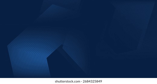 Dark abstract blue background. Modern line stripes curve abstract presentation background. Luxury paper cut design abstract simple