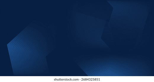 Dark abstract blue background. Modern line stripes curve abstract presentation background. Luxury paper cut design abstract simple art