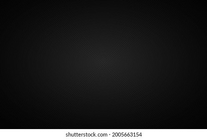 Dark abstract circle background. Black circles on grey background with dark gradient. Simple geometric pattern