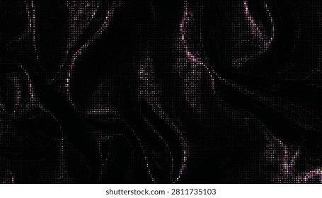 A dark abstract composition featuring elongated flowing forms with intricate textures and faint reddish glowing accents against a deep black void