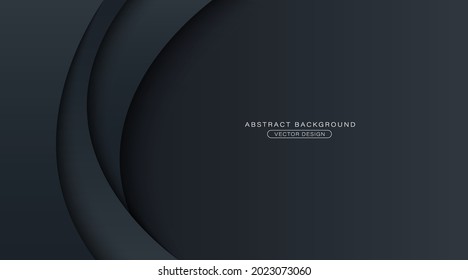 Dark abstract curve background with overlay layers. Modern carbon curve shape element with shadow. Simple and elegant design Suit for poster, cover, brochure, presentation, website, banner, flyer