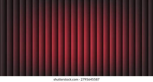 Dark abstract digital illustration featuring vertical parallel geometric stripes with a central glowing red gradient and black vignette borders, creating a sophisticated and elegant theater curtain or luxury tech background effect.