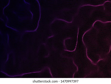 Dark Abstract Digital Wave Particles. Futuristic Vector illustration. 3D Dotted Background