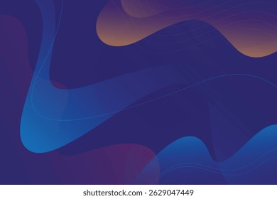 Dark abstract dynamic shapes background. Modern backdrop with colorful wavy shapes. Liquid color background design. Fluid gradient shapes composition.