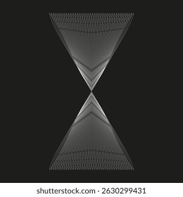 Dark abstract figure. Monochrome tunnel shape. Vector geometric form. Black illusion object.