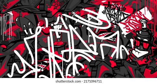 Dark Abstract Flat Urban Street Art Graffiti Style Vector Illustration Template Background