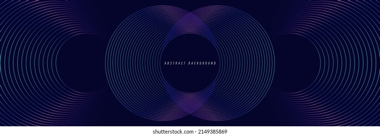 Dark abstract futuristic background with glowing neon circle lines. Trendy shiny round vector. Neon glowing techno lines. Suit for cover, poster, banner, brochure, website, presentation.