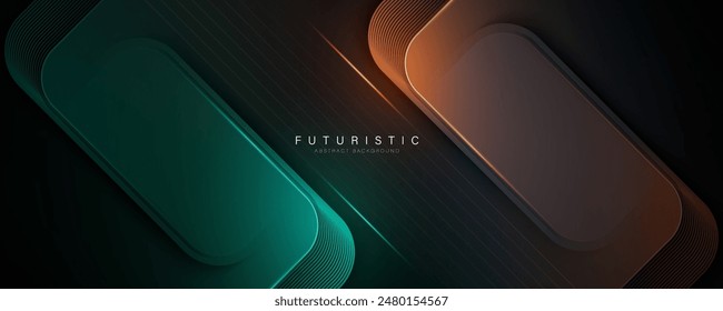 Dark abstract futuristic background with light effect and shadow. Modern gradient geometric shape with lines. Dynamic shapes composition. Future technology concept. Vector illustration