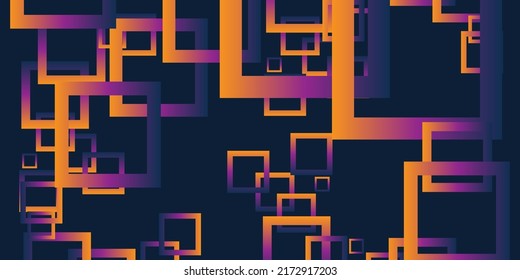 Dark Abstract Geometric Background Design, Many Colorful Random, Placed Overlapping Rectangular Frames Pattern, Template in Editable Vector Format