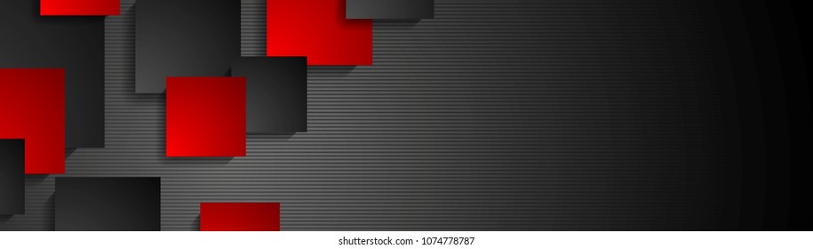 Dark abstract geometric banner design. Technology vector web header background