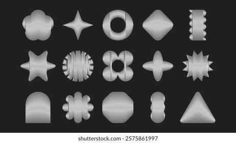 Dark abstract geometric forms and textured shapes