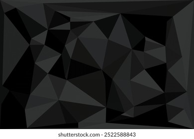 Fundo poligonal geométrico abstrato escuro com uma variedade de formas triangulares afiadas em tons de preto e cinza, criando uma textura visual moderna e edgy