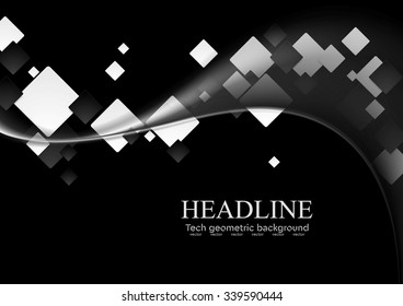 Dunkel abstrakter, geometrischer, gewellter Hintergrund. Technologie-Grafik-Vektordesign