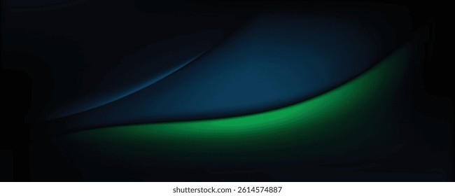 Dark Abstract Gradient Background with Green and Blue Curves