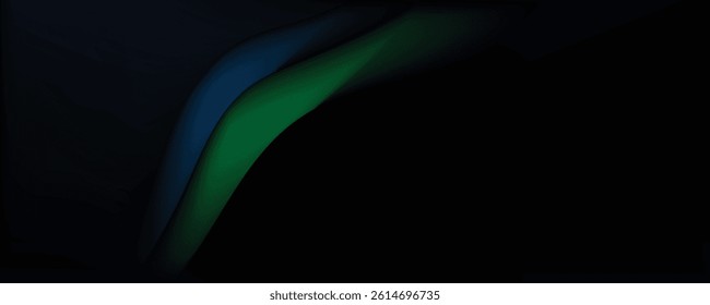 Dark Abstract Gradient Background with Green and Blue Curves