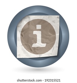 dark abstract icon with crumpled paper and info sign