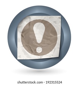 dark abstract icon with crumpled paper and exclamation mark