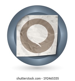 dark abstract icon with crumpled paper and speech bubble