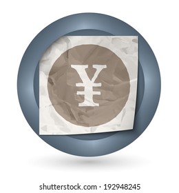 dark abstract icon with crumpled paper and yen sign