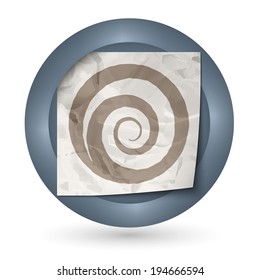 dark abstract icon with crumpled paper and spiral