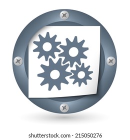 dark abstract icon with paper and cogwheels