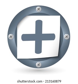 dark abstract icon with paper and plus symbol