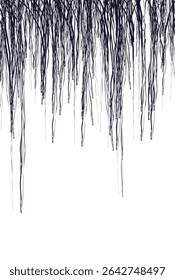 Líneas abstractas oscuras que imitan la pintura que fluye de arriba a abajo o ramas de árbol delgadas que cuelgan hacia abajo