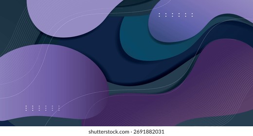 Fondo líquido Abstractas oscuro con Formas onduladas púrpuras en capas