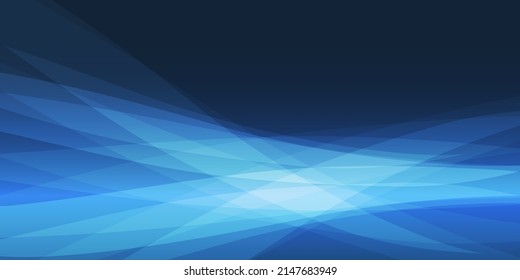 Dark Abstract Minimalist Blue and Black Wavy Flowing Translucent Overlapping 3D Geometric Shapes - Background Design with Copyspace - Simple Wide Scale Vector Template,Concept with Place for Your Text