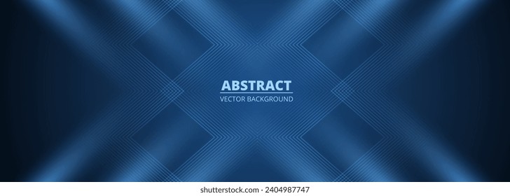 Dark abstract modern background with blue glowing stripes texture concept banner design. Vector illustration